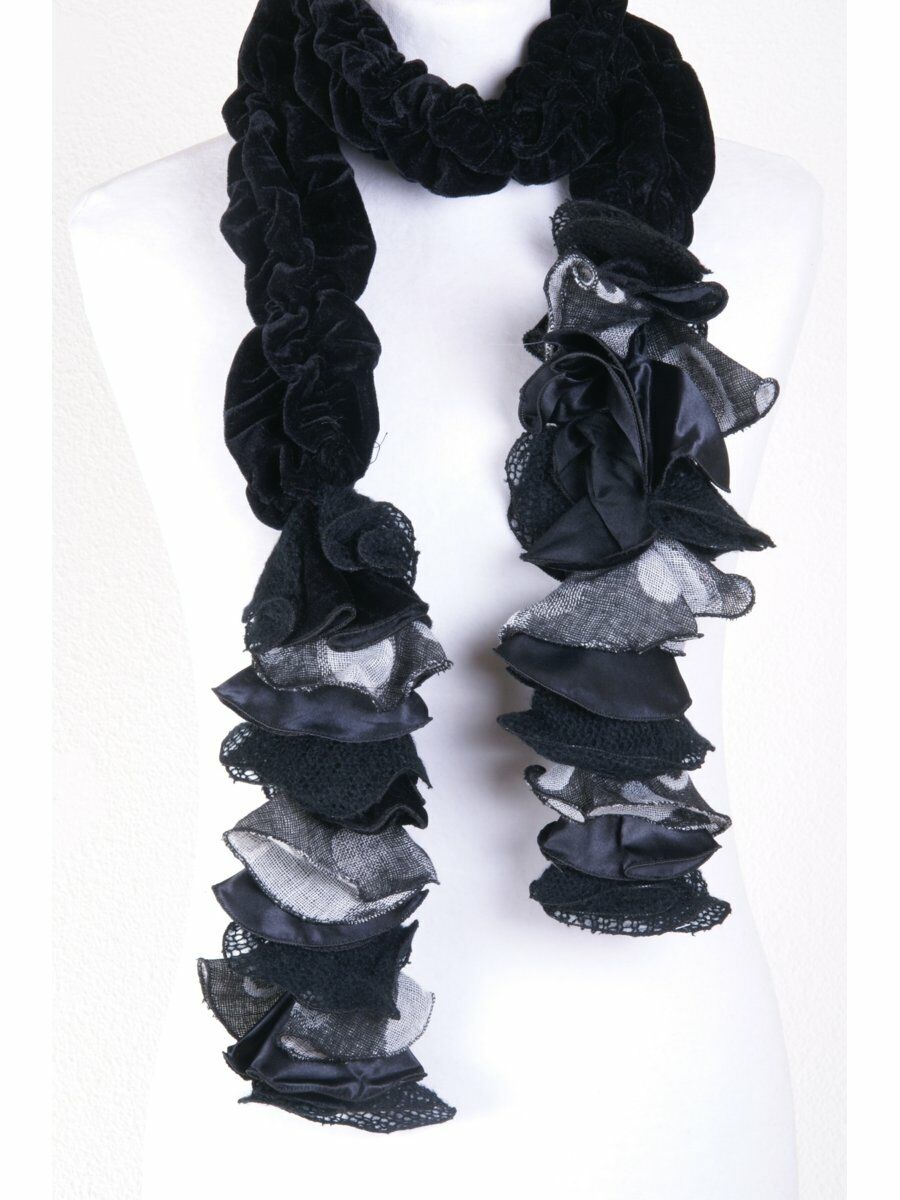 Zwarte Fluwelen Sjaal Met Pachworkfranje huismerk kopen in de aanbieding