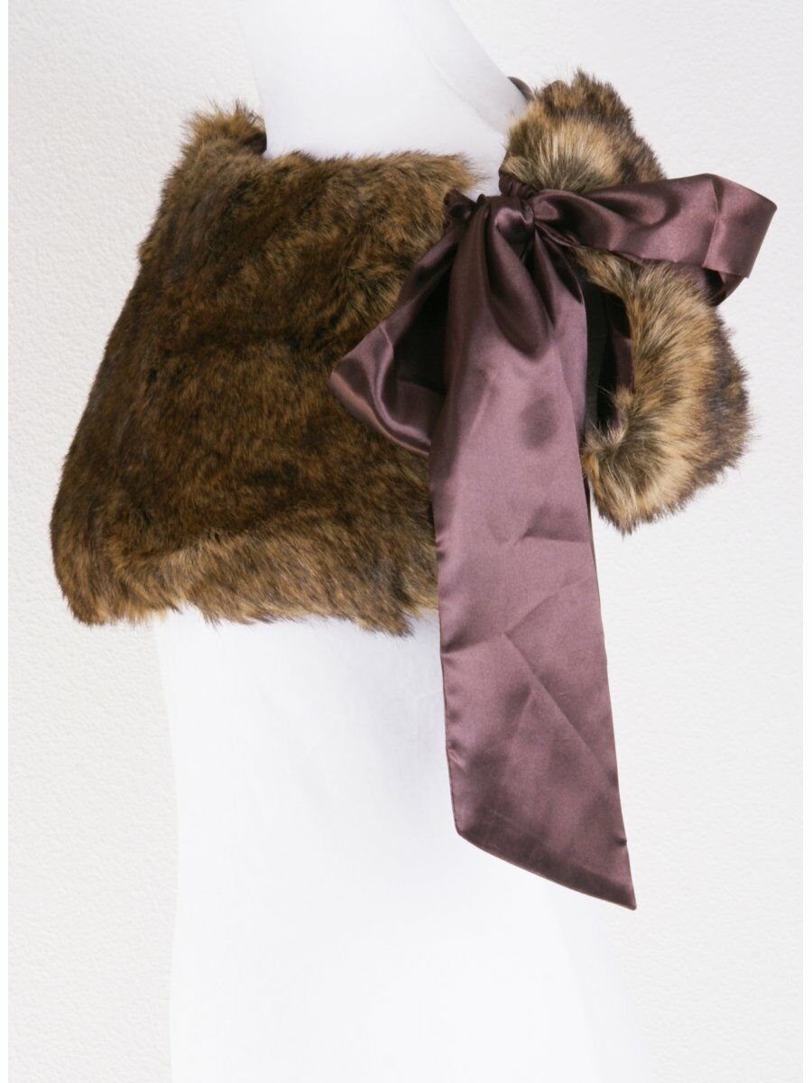 Gemeleerde Bruine Bontstola Met Satijnen Strik huismerk kopen in de aanbieding Gemeleerde Bruine Bontstola Met Satijnen Strik huismerk kopen in de aanbieding