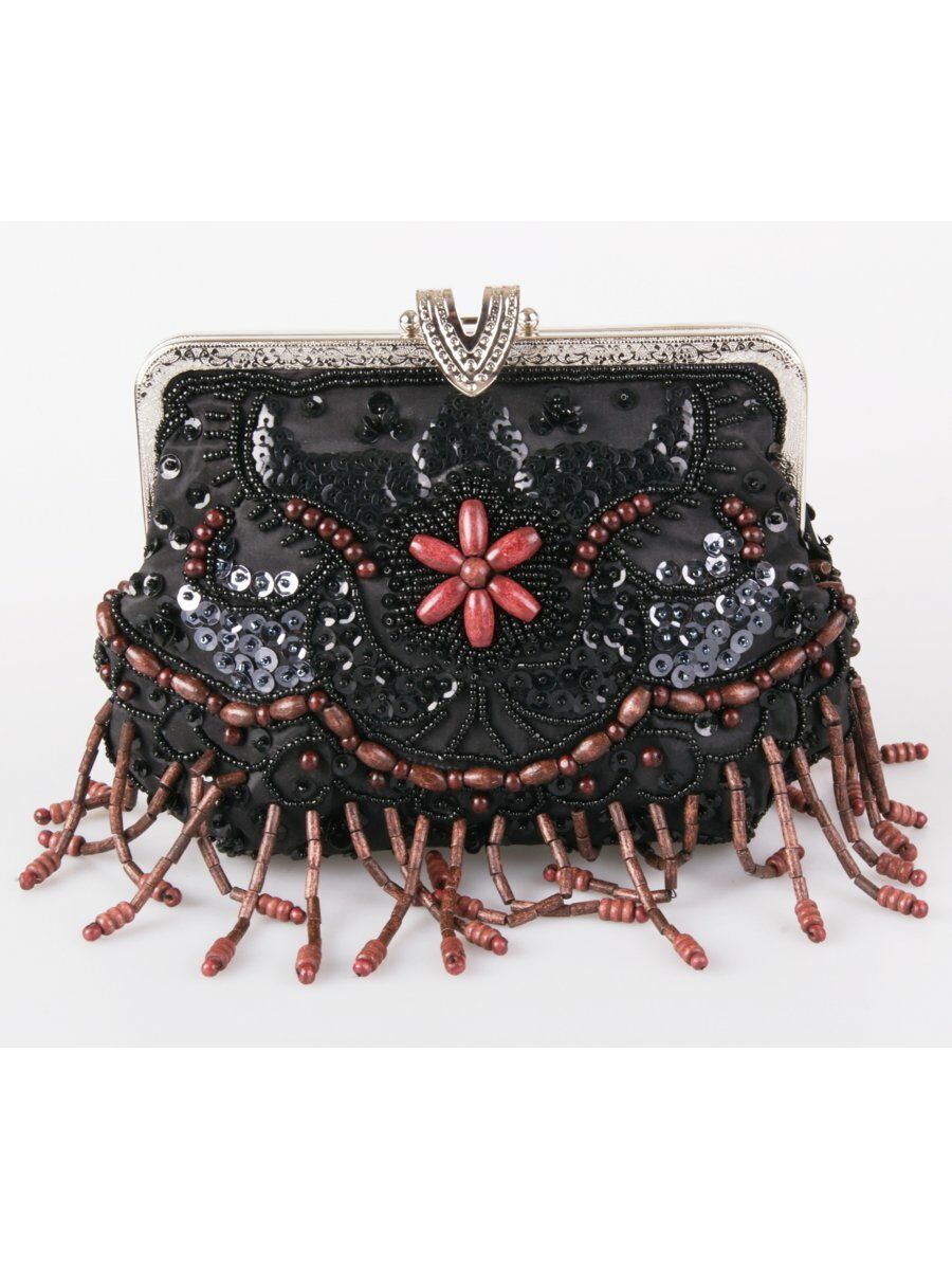 Zwart Taft Buideltasje Geborduurd huismerk kopen in de aanbieding