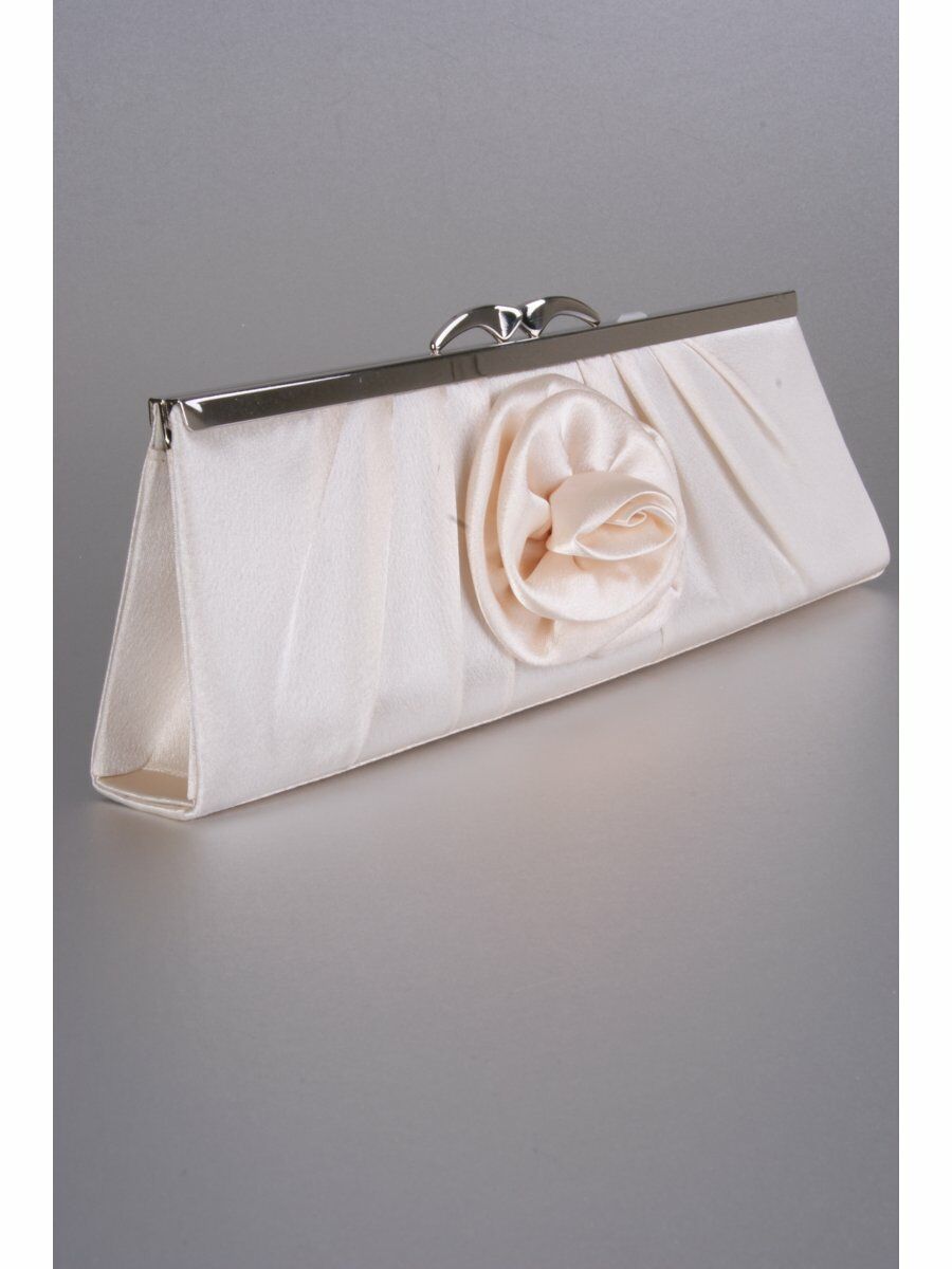Ivoorkleurig Satijnen Avondtasje Met Roos huismerk kopen in de aanbieding