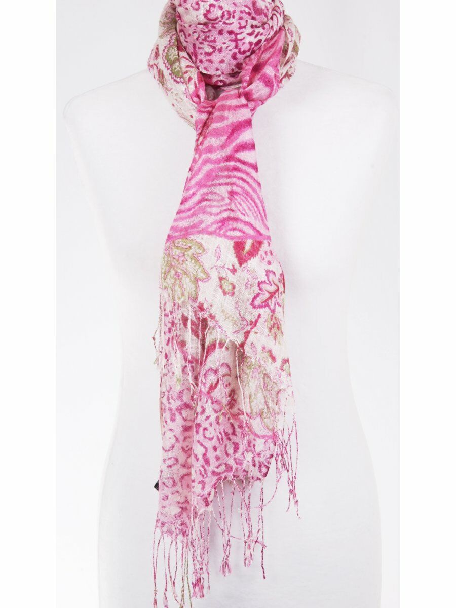 Roze Off White Linnenlook Sjaal Dierenprint huismerk kopen in de aanbieding