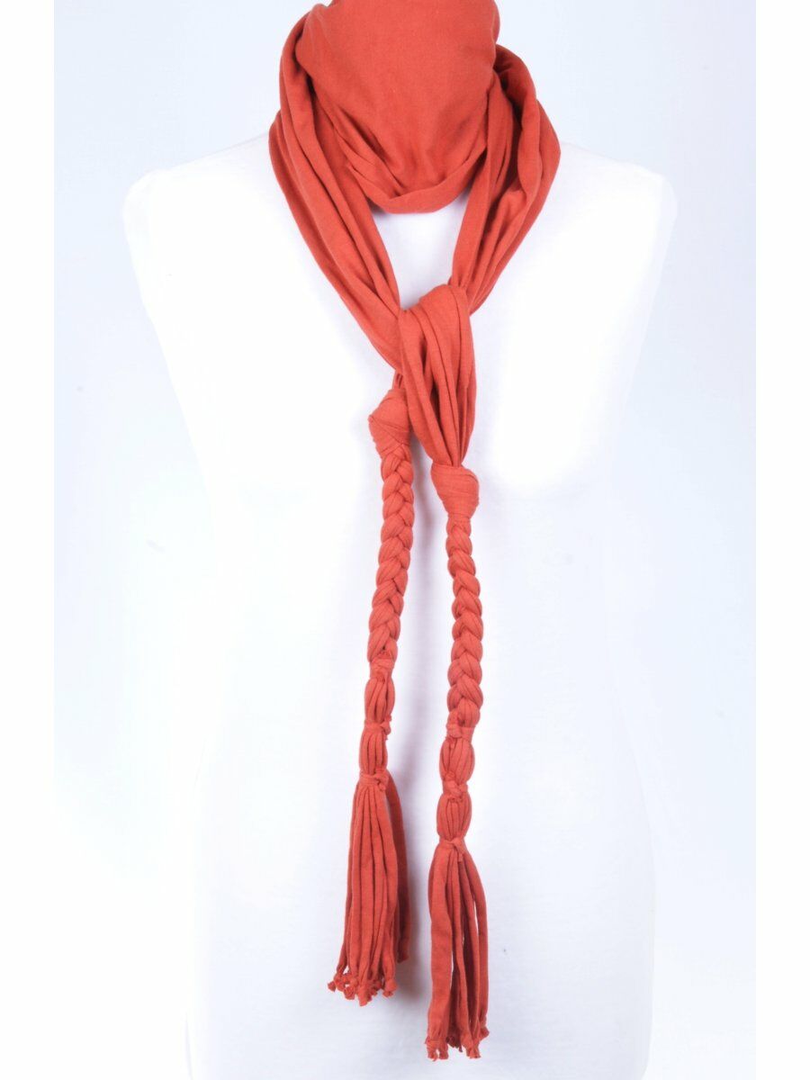 Terracottakleurige Gevlochten Tricot Sjaal huismerk kopen in de aanbieding