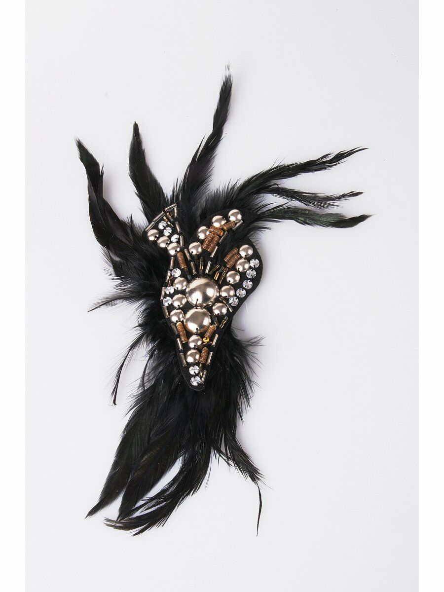 Zwarte Hanenveren Corsage Met Studs En Lovertjes huismerk kopen in de aanbieding Zwarte Hanenveren Corsage Met Studs En Lovertjes huismerk kopen in de aanbieding