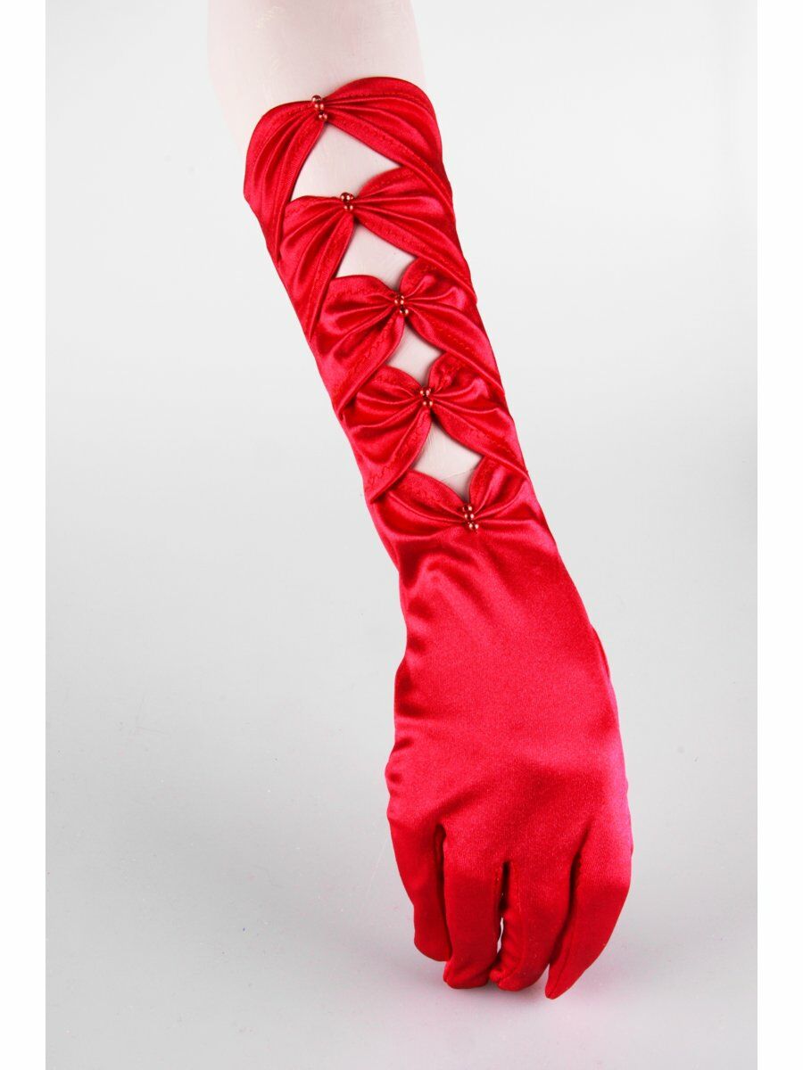 Halflange Rode Lycra Satijnen Avondhandschoen Met Strikken huismerk kopen in de aanbieding Halflange Rode Lycra Satijnen Avondhandschoen Met Strikken huismerk kopen in de aanbieding