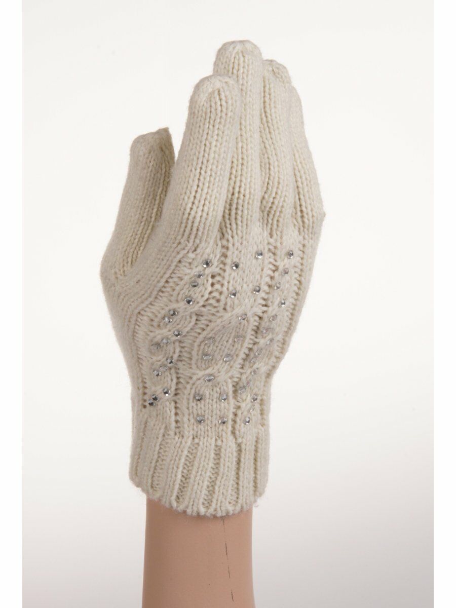 Ecru Gebreide Handschoenen Met Strass Steentjes huismerk kopen in de aanbieding Ecru Gebreide Handschoenen Met Strass Steentjes huismerk kopen in de aanbieding
