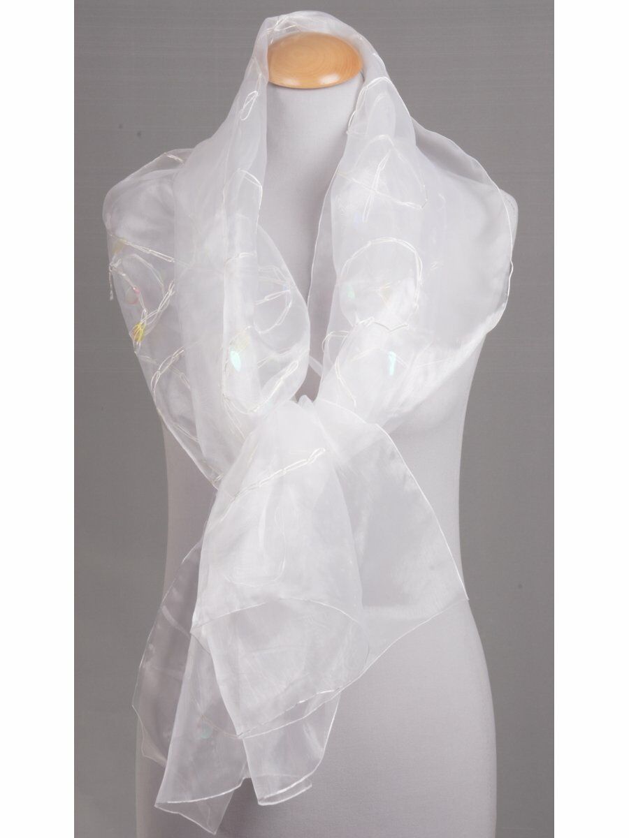 Witte Organza Stola Geborduurd Met Koord huismerk kopen in de aanbieding
