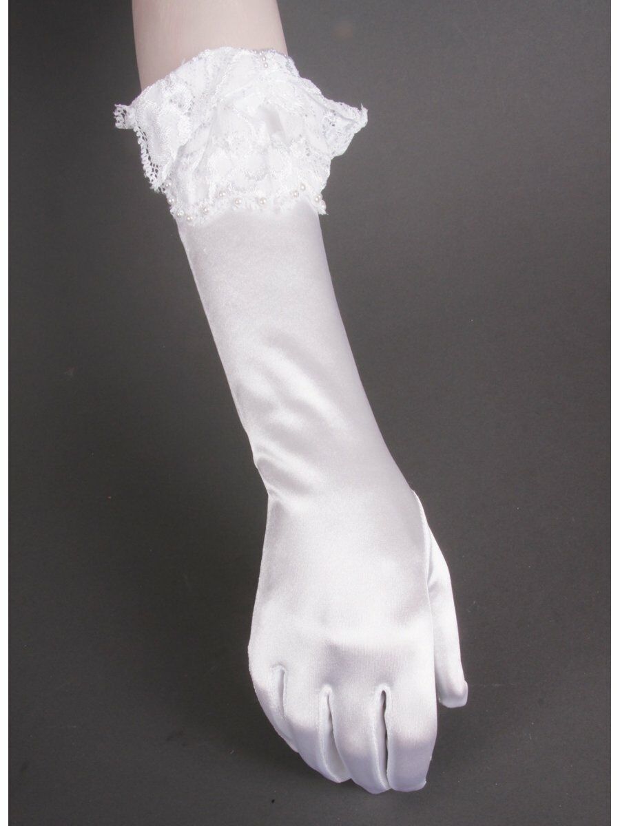 Witte Half Lange Avondhandschoenen Met Kant En Strik huismerk kopen in de aanbieding