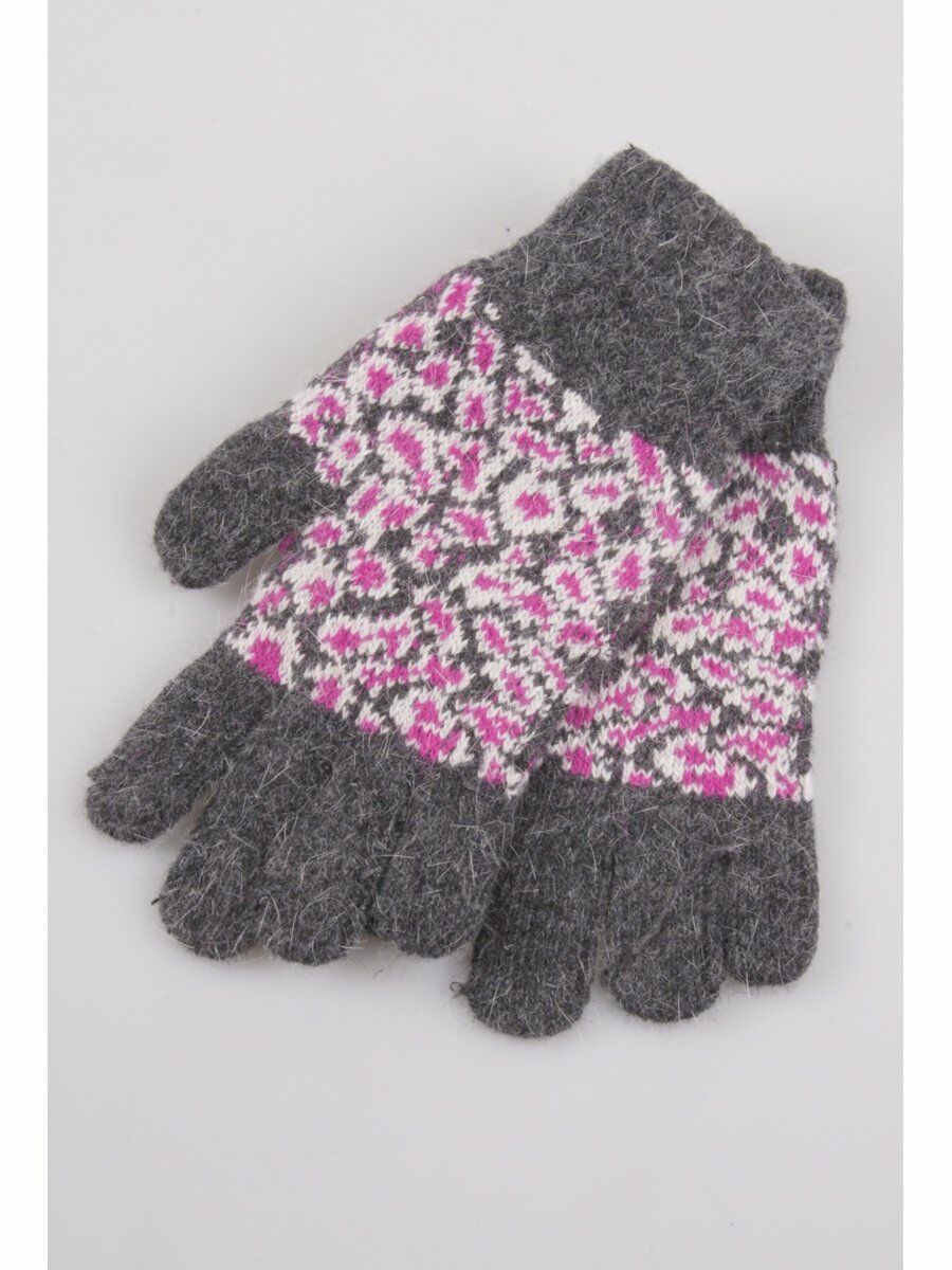 Grijze Gebreide Handschoenen Met Fuchsia Snowmotief huismerk kopen in de aanbieding