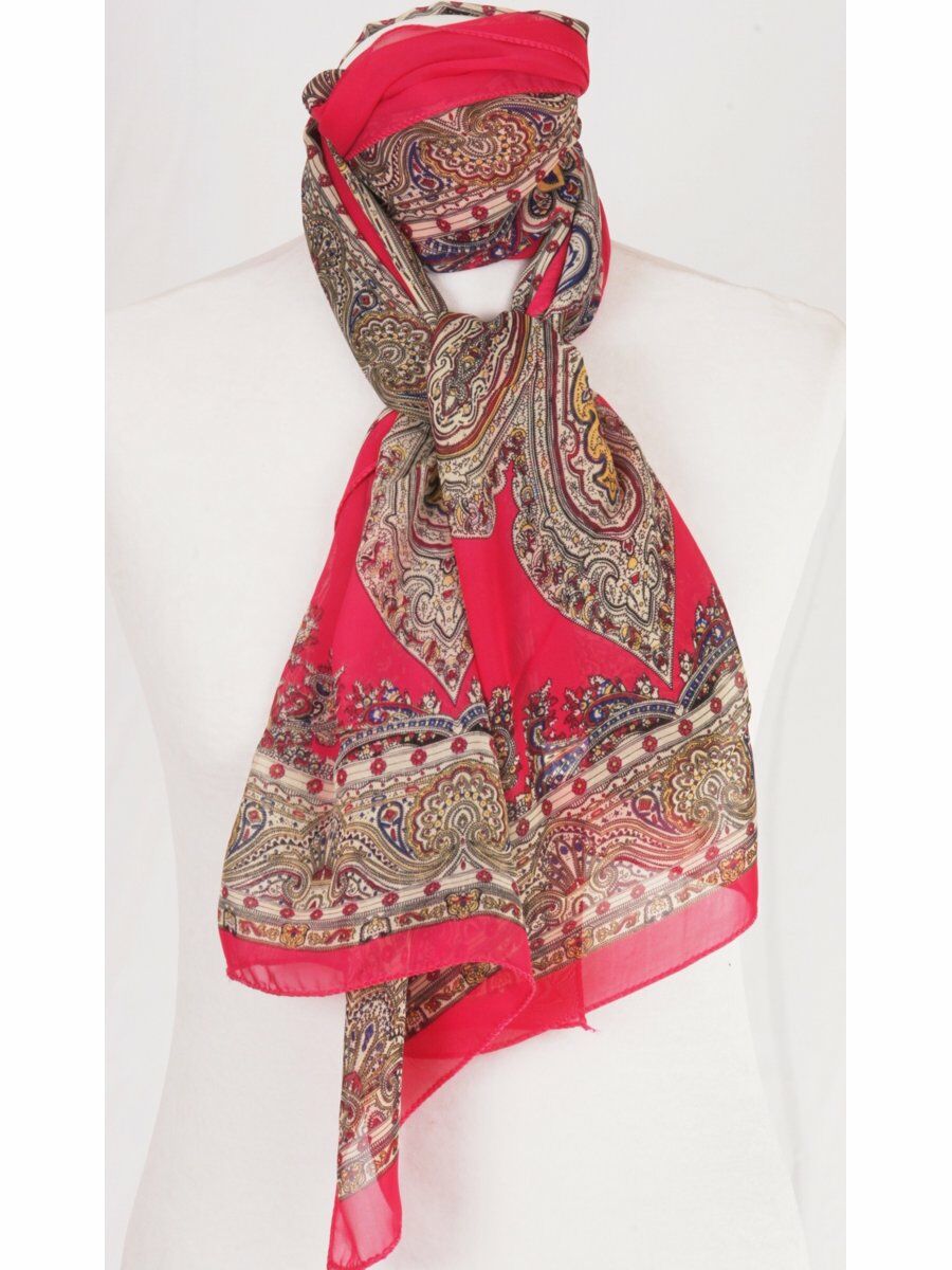 Fel Roze Crepe Voile Shawl Met Ornamentale Print huismerk kopen in de aanbieding Fel Roze Crepe Voile Shawl Met Ornamentale Print huismerk kopen in de aanbieding