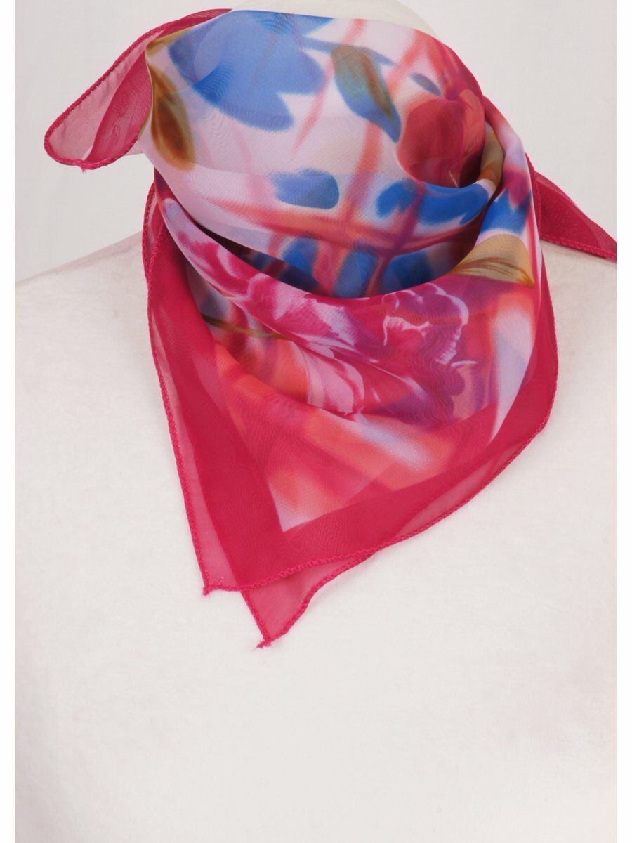 Vierkante Donker Roze Crepe Voile Sjaal Met Bloempatroon huismerk kopen in de aanbieding Vierkante Donker Roze Crepe Voile Sjaal Met Bloempatroon huismerk kopen in de aanbieding