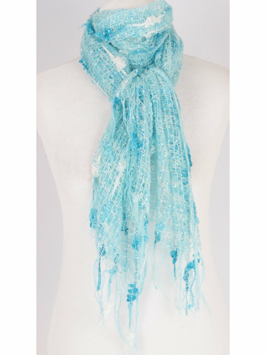 Turquoise Witte Opengewerkte Sjaal huismerk kopen in de aanbieding