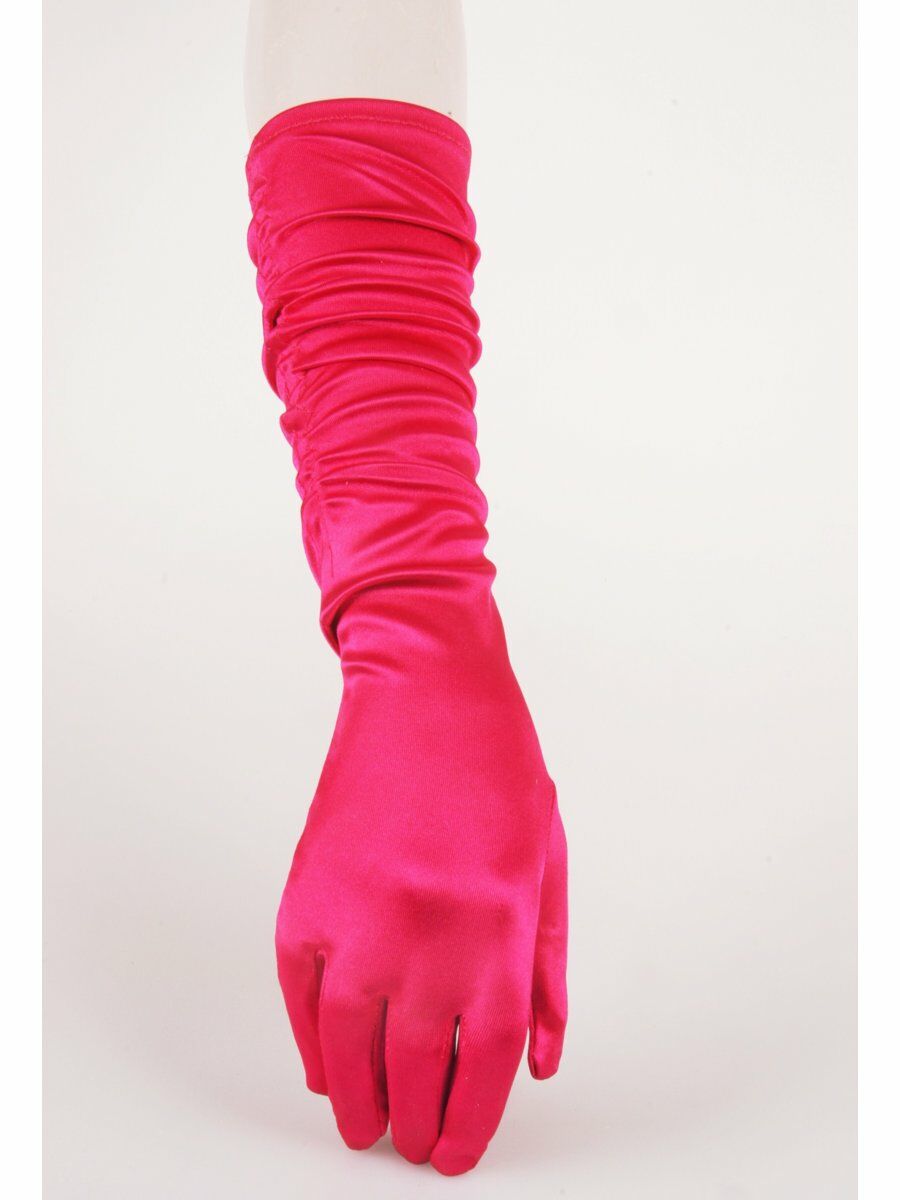 Hot Pink Lycra Satijnen Gesmokte Avondhandschoenen huismerk kopen in de aanbieding