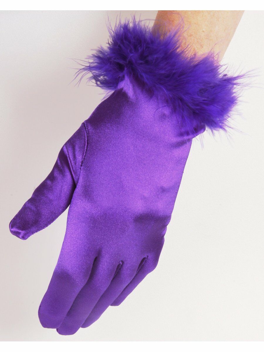 Paarse Satijnen Avondhandschoenen Met Maraboe huismerk kopen in de aanbieding