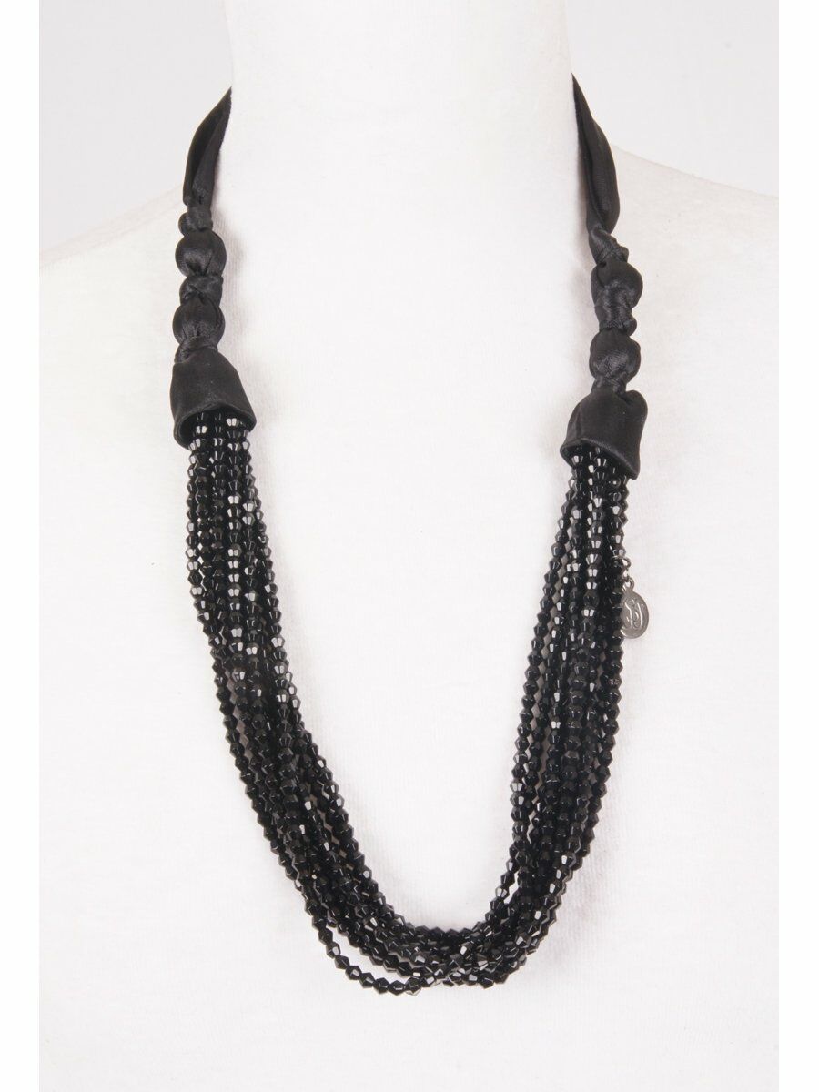 Strengen Glaskralen Bevestigd Aan Zwart Satijnlint huismerk kopen in de aanbieding