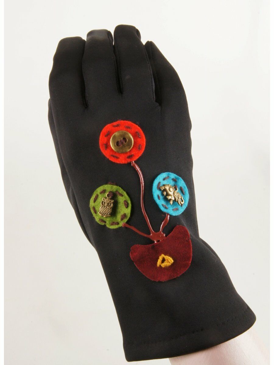 Zwarte Handschoenen Met Uil En Olifant Bedeltjes huismerk kopen in de aanbieding