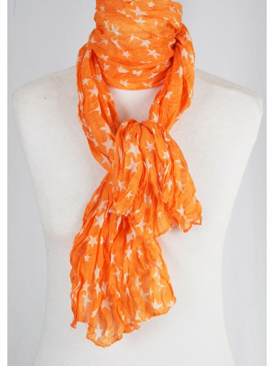Oranje Crushed Sjaal Met Witte Sterrenprint huismerk kopen in de aanbieding