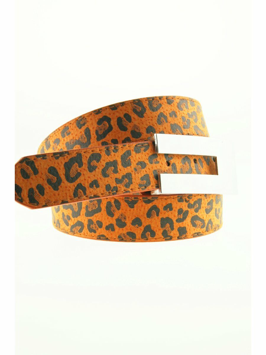 Donker Oranje Faux Lederen Leopard Riem Met Zilverkleurige Gesp huismerk kopen in de aanbieding