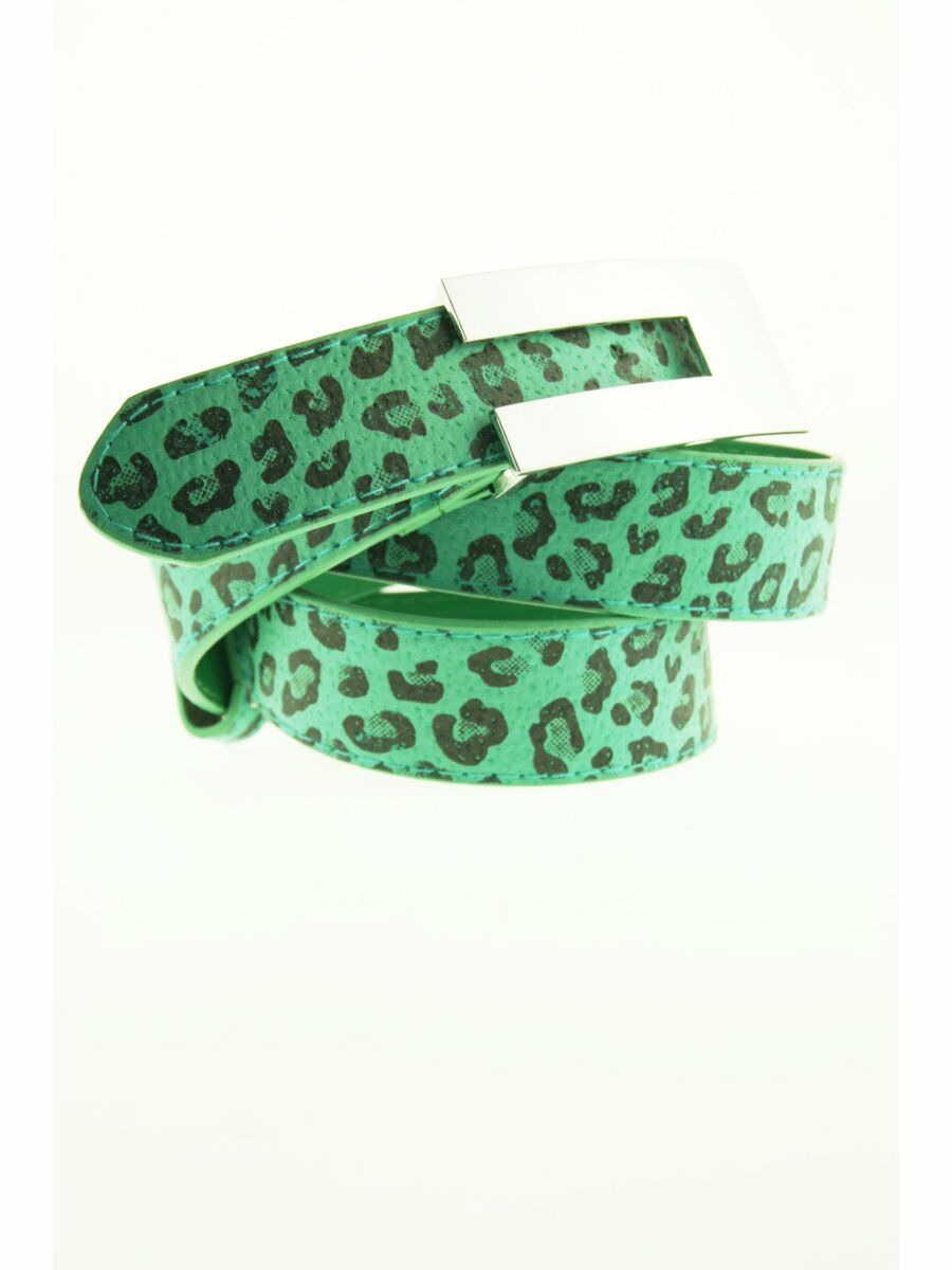 Smaragdgroene Leopard Riem Met Zilverkleurige Gesp huismerk kopen in de aanbieding