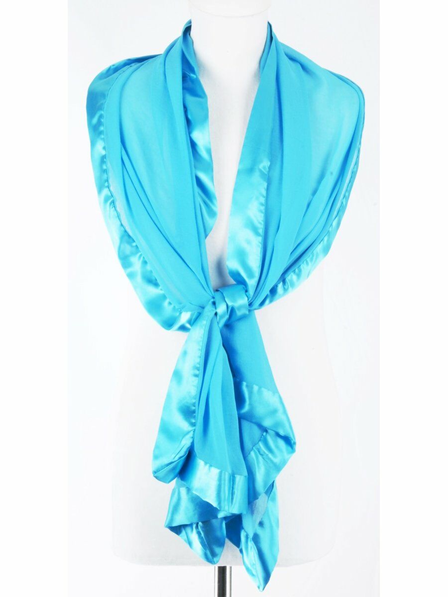 Turquoise Crepe Zijden Stola Omzoomd Met Brede Rand huismerk kopen in de aanbieding Turquoise Crepe Zijden Stola Omzoomd Met Brede Rand huismerk kopen in de aanbieding