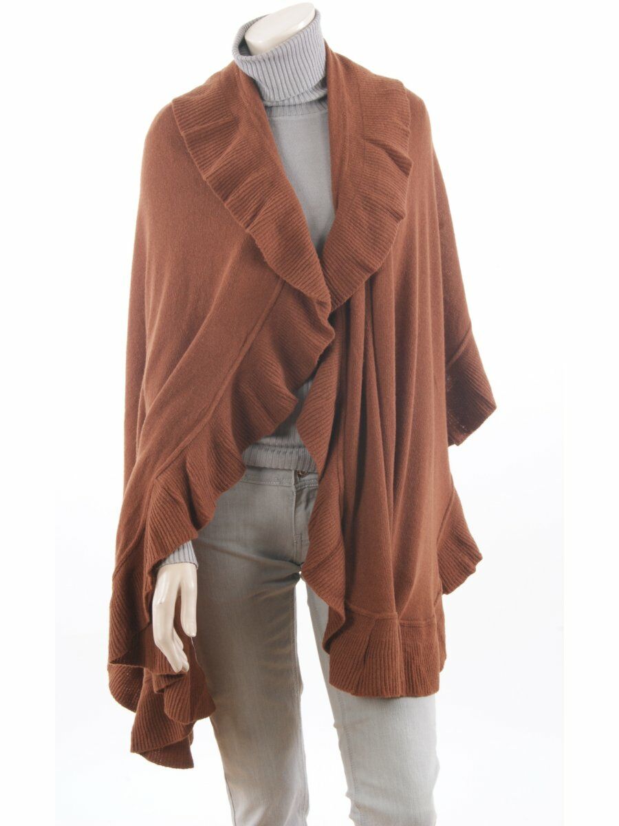 Kaneelkleurige Lamswollen Stola Omslagdoek Met Volant huismerk kopen in de aanbieding Kaneelkleurige Lamswollen Stola Omslagdoek Met Volant huismerk kopen in de aanbieding