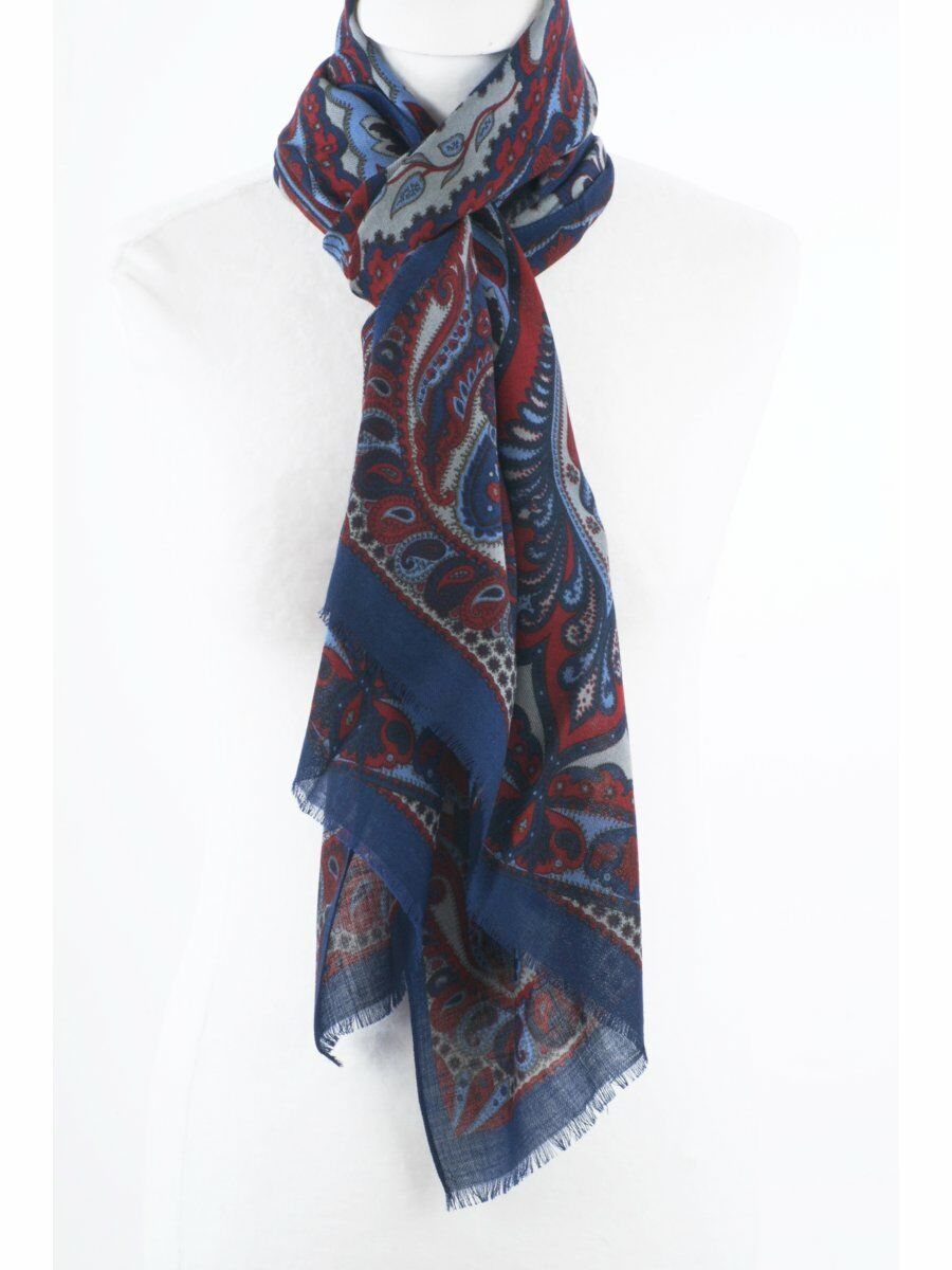 Donkerblauwe Profuomo Heren Sjaal Met Paisley Patroon huismerk kopen in de aanbieding