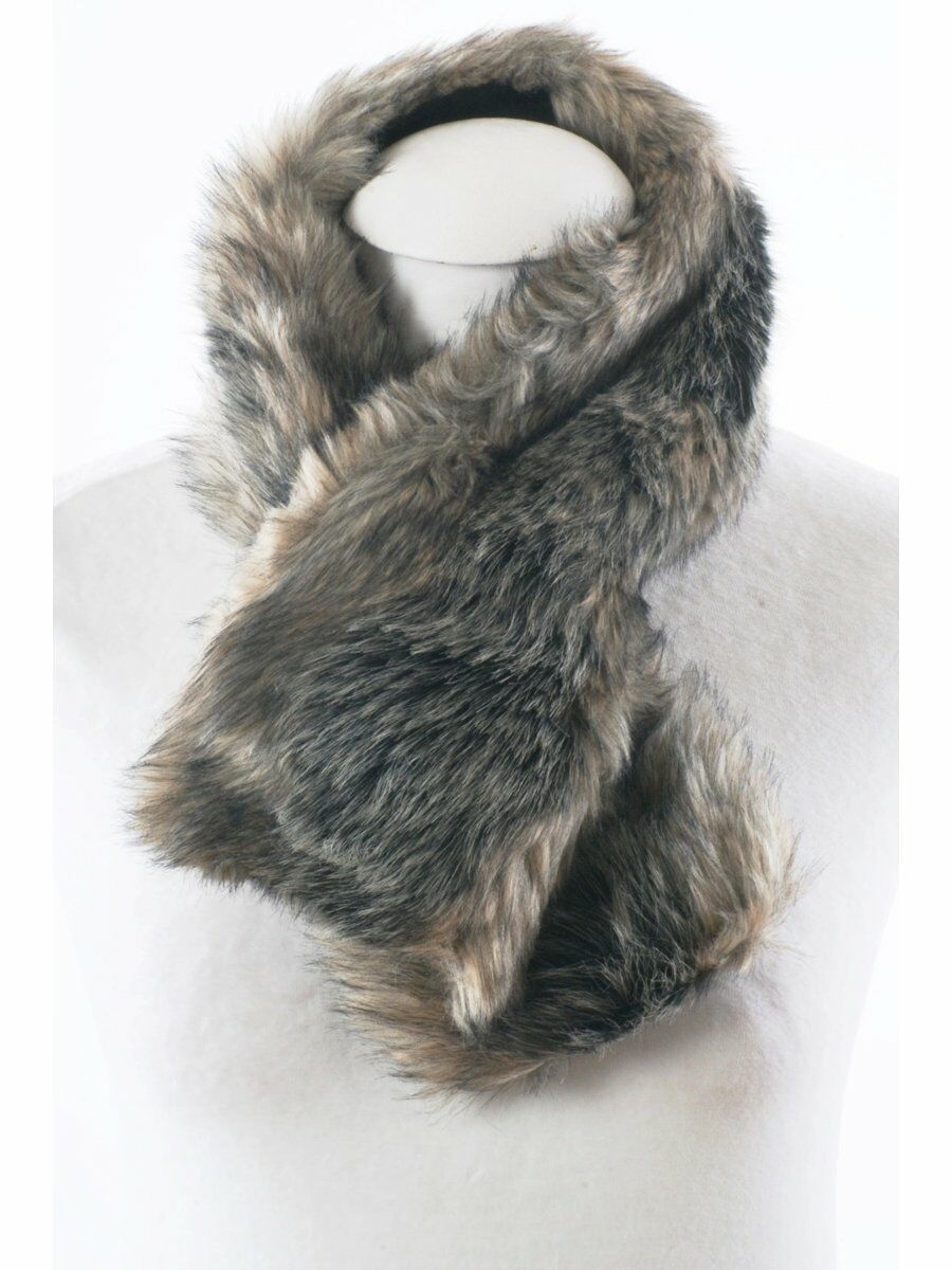 Grijs Beige Gemeleerde Fun Fur Kraag Sjaal huismerk kopen in de aanbieding