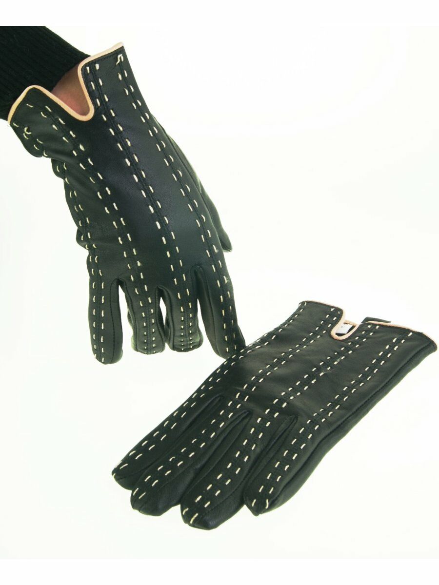 Elegante Zwarte Leren Dames Handschoen huismerk kopen in de aanbieding