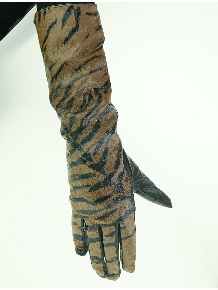 Kalfslederen Handschoenen Met Tijgerprint huismerk kopen in de aanbieding