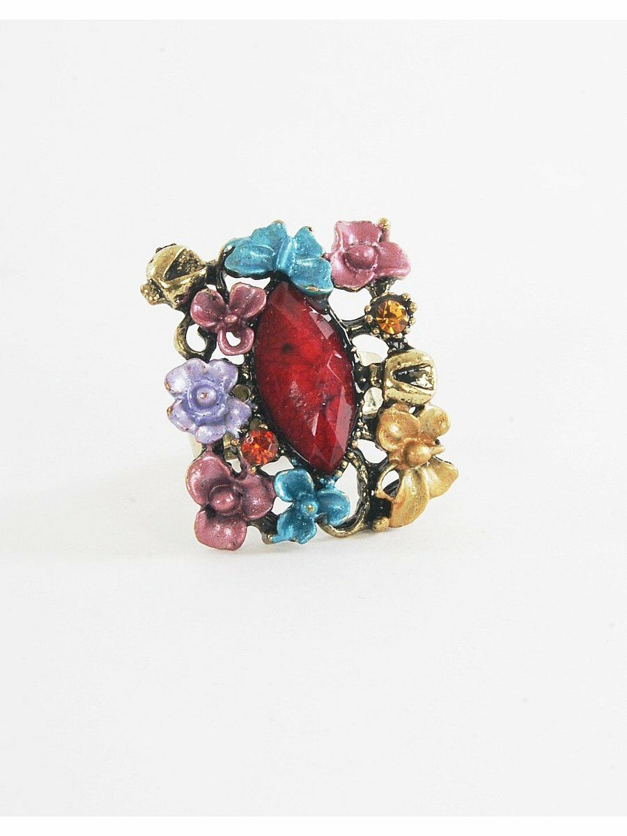 Koperkleurige Ring Met Rode Steen En Een Bloemenrand huismerk kopen in de aanbieding Koperkleurige Ring Met Rode Steen En Een Bloemenrand huismerk kopen in de aanbieding