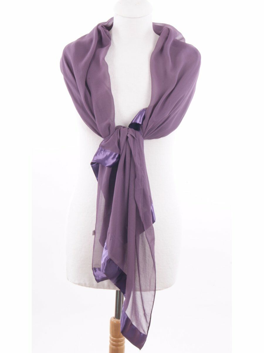 Paarse Crepe Voile Stola Met Mauvekleurige Rand huismerk kopen in de aanbieding