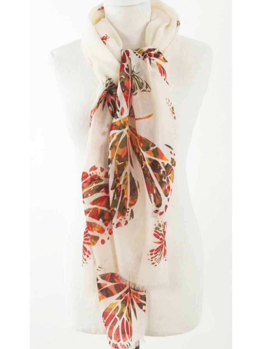 Ivoorkleurige Vlinder Print Sjaal huismerk kopen in de aanbieding