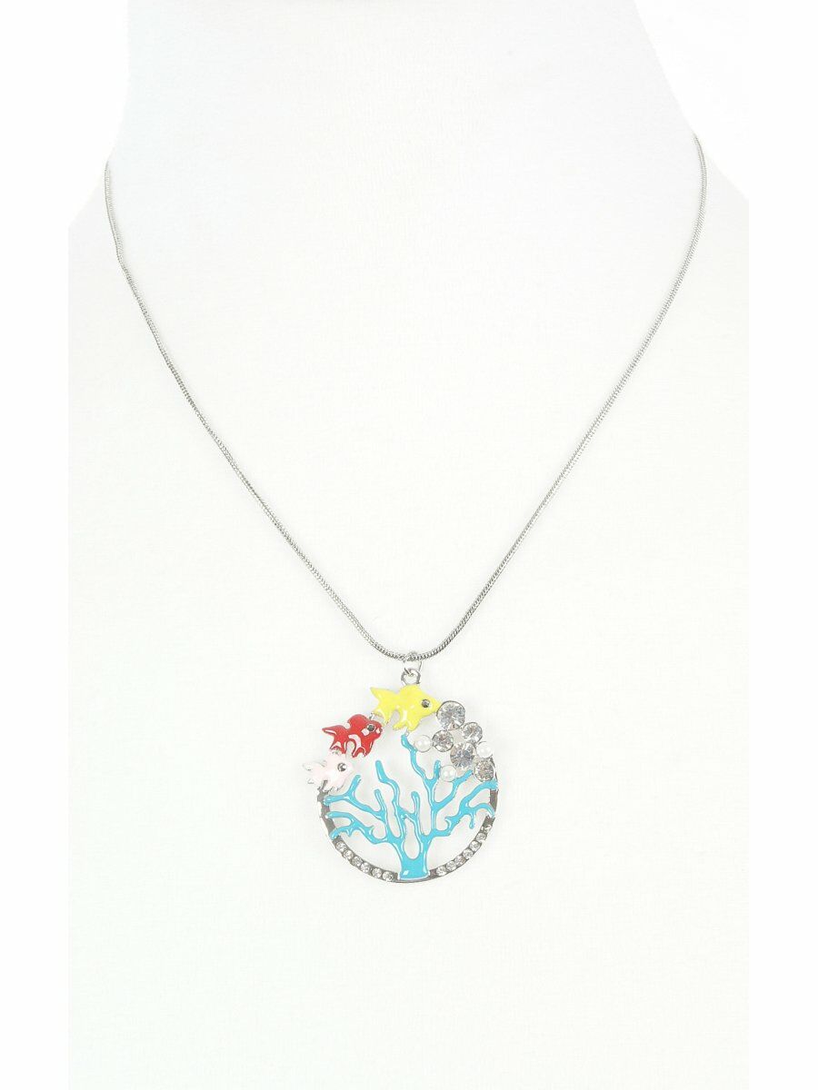 Zilverkleurige Ketting Met Geemailleerde Hanger huismerk kopen in de aanbieding