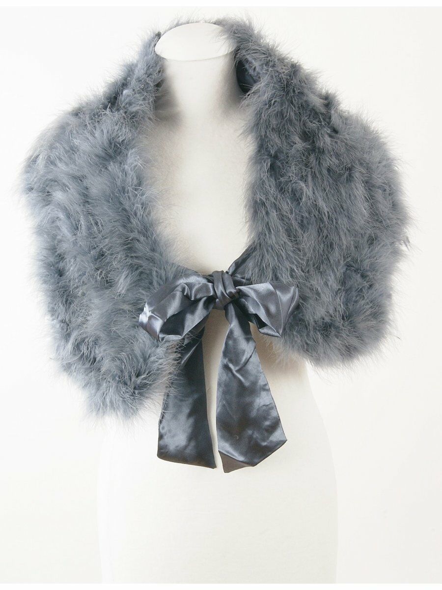 Mid Grijze Maraboe Veren Stola Met Strik huismerk kopen in de aanbieding