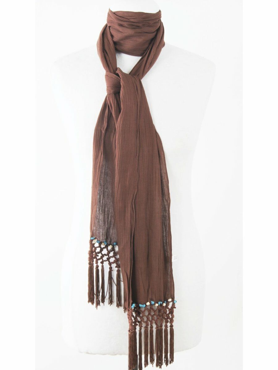 Bruine Crushed Katoenen Sjaal huismerk kopen in de aanbieding