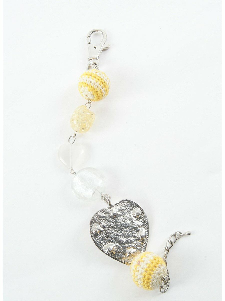 Gele Witte Sleutelhanger Met Glaskralen huismerk kopen in de aanbieding