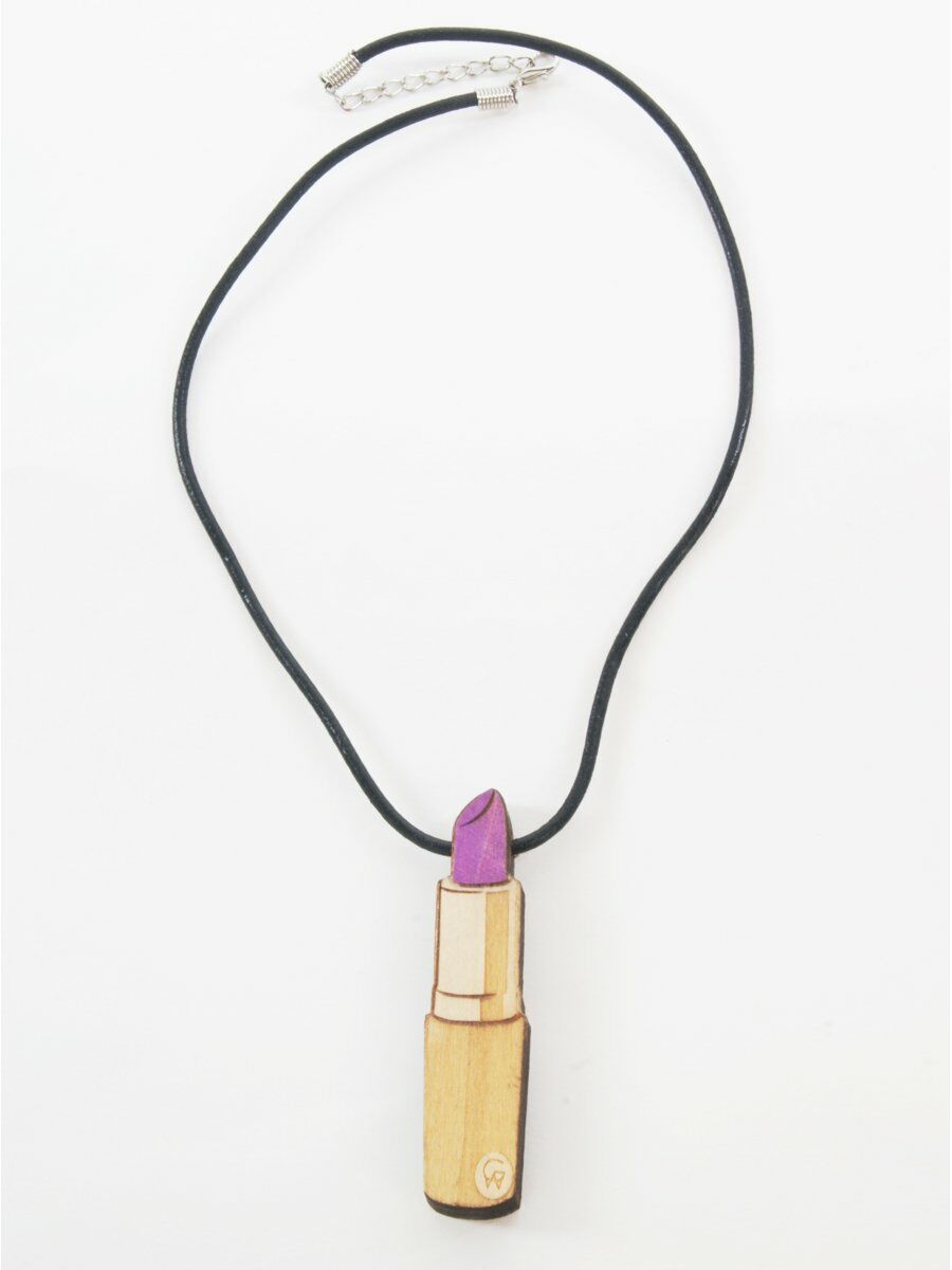 Halsketting Met Uit Houtgesneden Lila Lippenstift Hanger huismerk kopen in de aanbieding Halsketting Met Uit Houtgesneden Lila Lippenstift Hanger huismerk kopen in de aanbieding