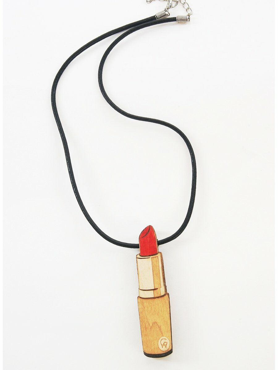 Halsketting Met Uit Hout Gesneden Rode Lippenstift Hanger huismerk kopen in de aanbieding Halsketting Met Uit Hout Gesneden Rode Lippenstift Hanger huismerk kopen in de aanbieding
