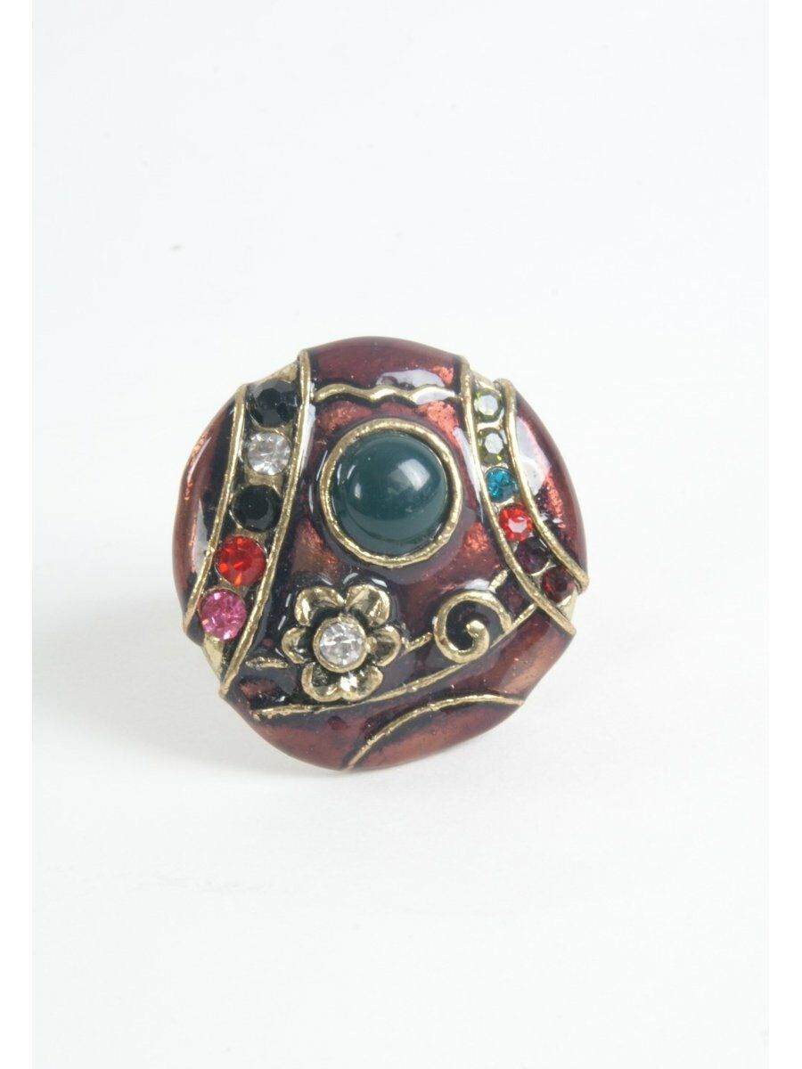 Koperkleurige Geemailleerde Ring Met Strasssteentjes huismerk kopen in de aanbieding