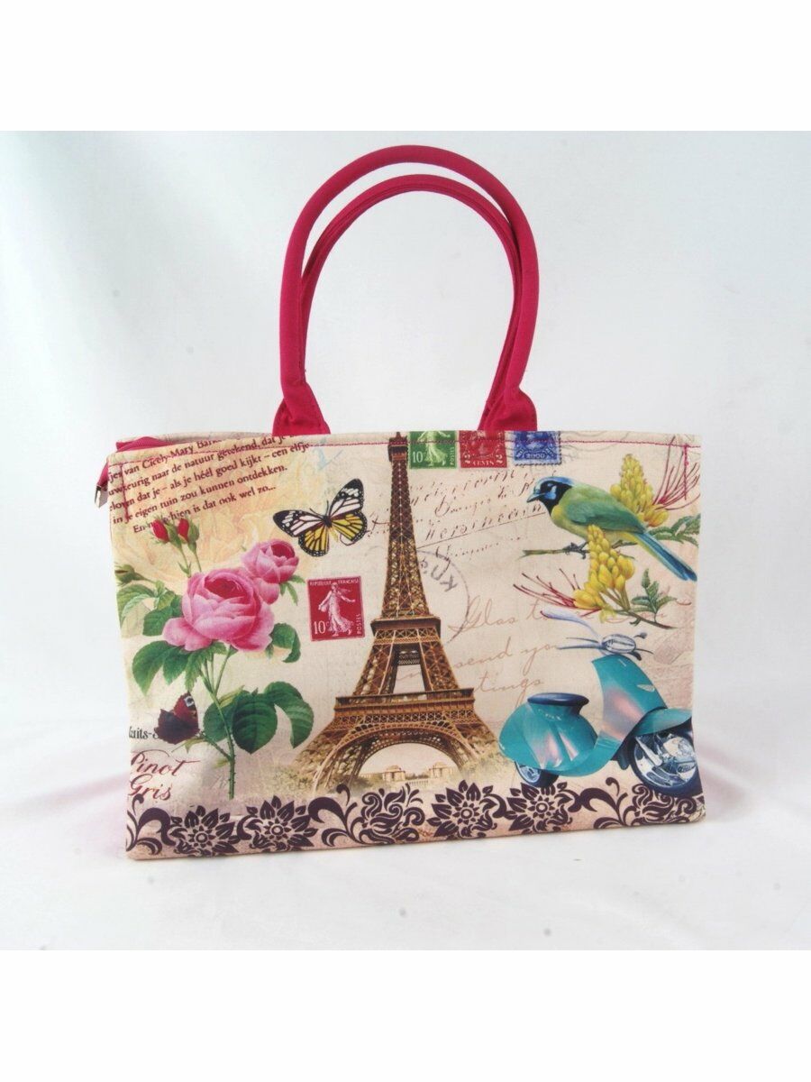 Canvas Tas Met Parijs Vintage Style Print huismerk kopen in de aanbieding