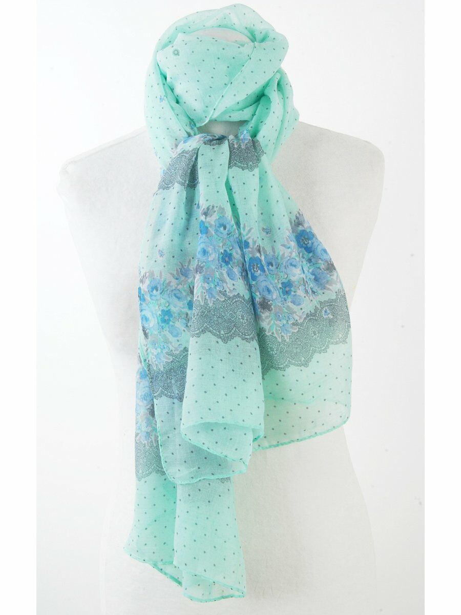 Luchtige Trendy Turquoise Zomersjaal Met Stippenprint huismerk kopen in de aanbieding