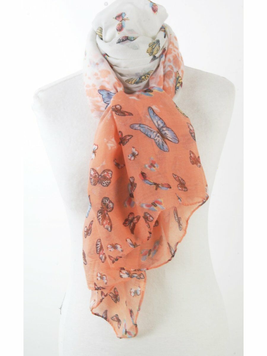 Zomersjaal Met Vlinderprint In Roze En Off White huismerk kopen in de aanbieding