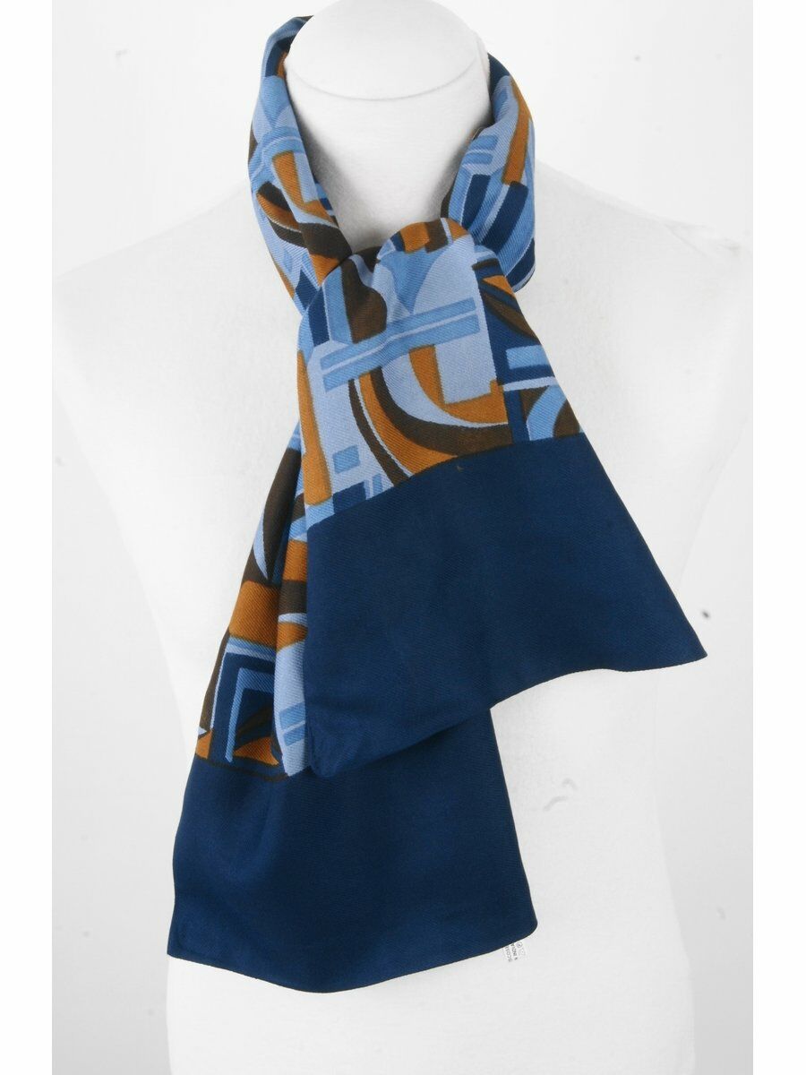 Dubbellaags Twill Geweven Herensjaal In Blauw Camel huismerk kopen in de aanbieding