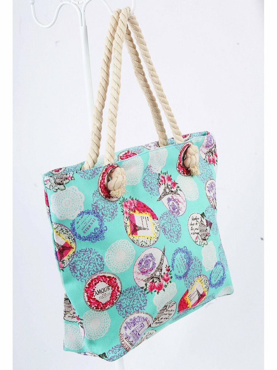 Turquoise Strandtas Met Parijs Thema huismerk kopen in de aanbieding