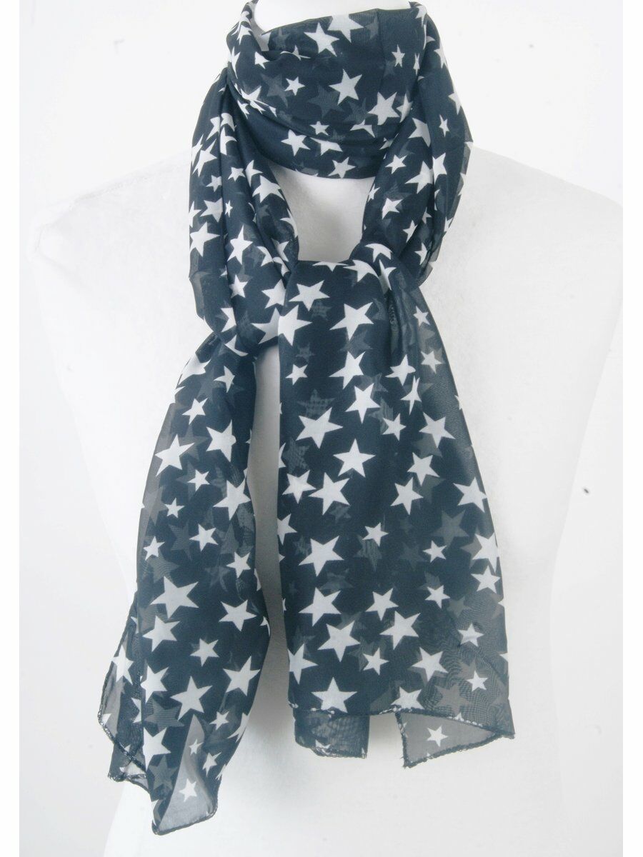 Zwarte Crepe Voile Sjaal Met Sterrenprint huismerk kopen in de aanbieding Zwarte Crepe Voile Sjaal Met Sterrenprint huismerk kopen in de aanbieding