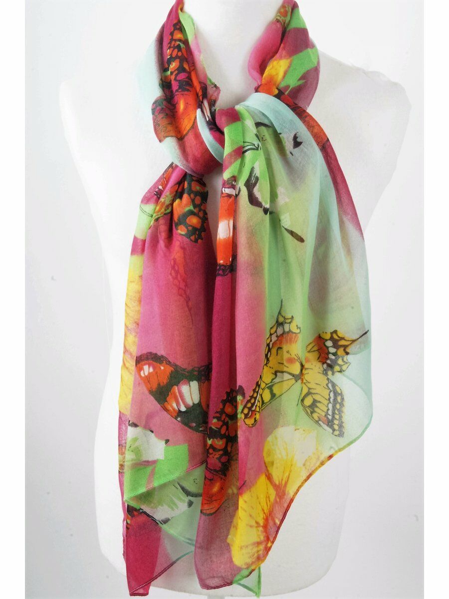 Bonte Zomersjaal Met Tropische Vlinderprint huismerk kopen in de aanbieding