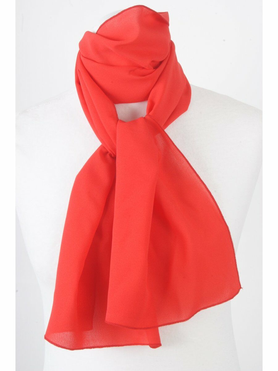 Smalle Effen Oranje Rode Crepe Sjaal huismerk kopen in de aanbieding