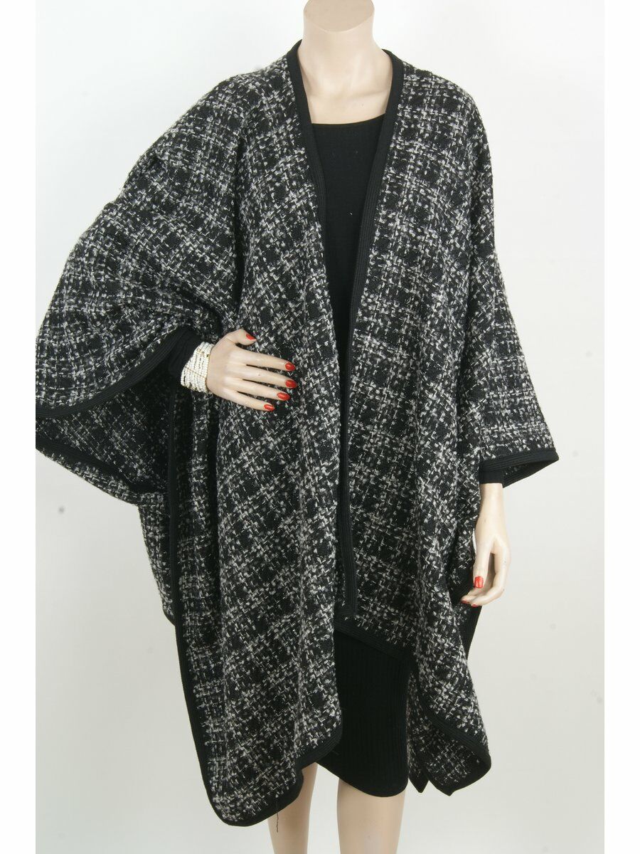 Zwartwitte Boucle Capeomslagdoek Met Lurex huismerk kopen in de aanbieding