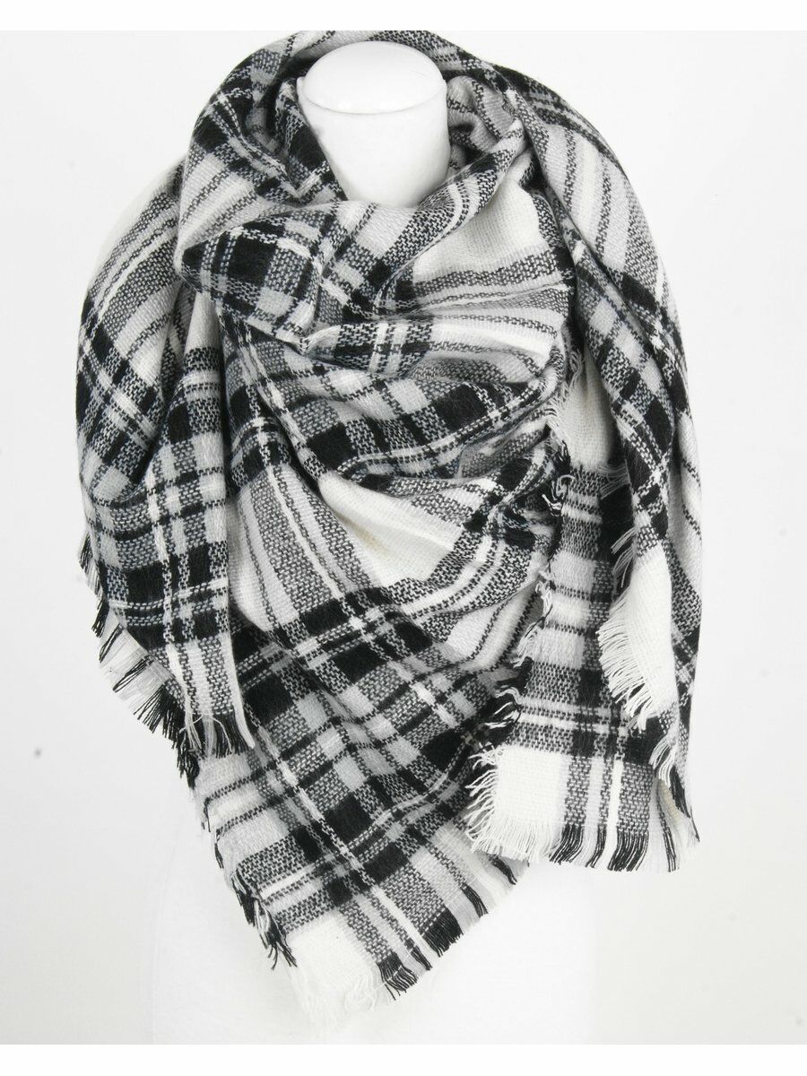 Wit Zwarte Geruite Plaid Omslagdoek huismerk kopen in de aanbieding
