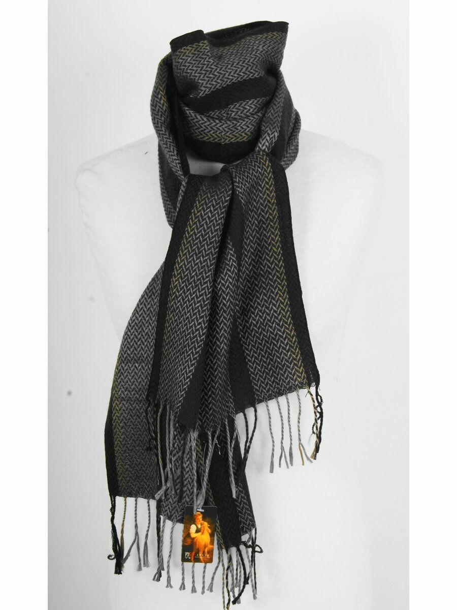 Grijze Zuiver Wollen Herensjaal Met Visgraat Structuur huismerk kopen in de aanbieding