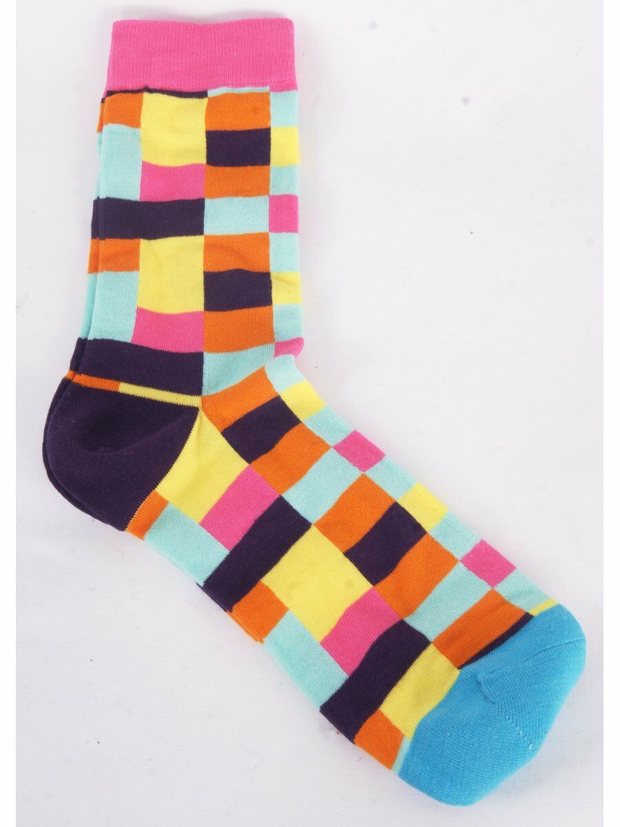 Trendy Sokken Met Mintgroen Rozeoranje Blokruit huismerk kopen in de aanbieding